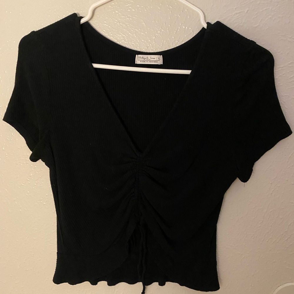 Charlotte Russe Black Ruched Crop Top